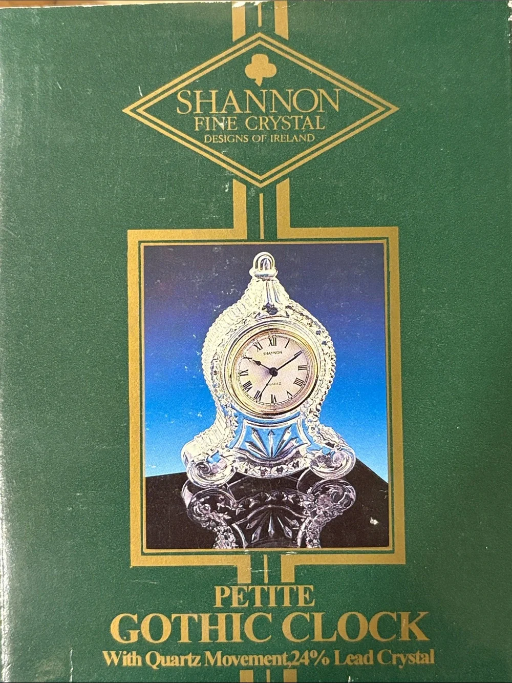 Shannon Clear Crystal Mantel Clock with Gold Accent